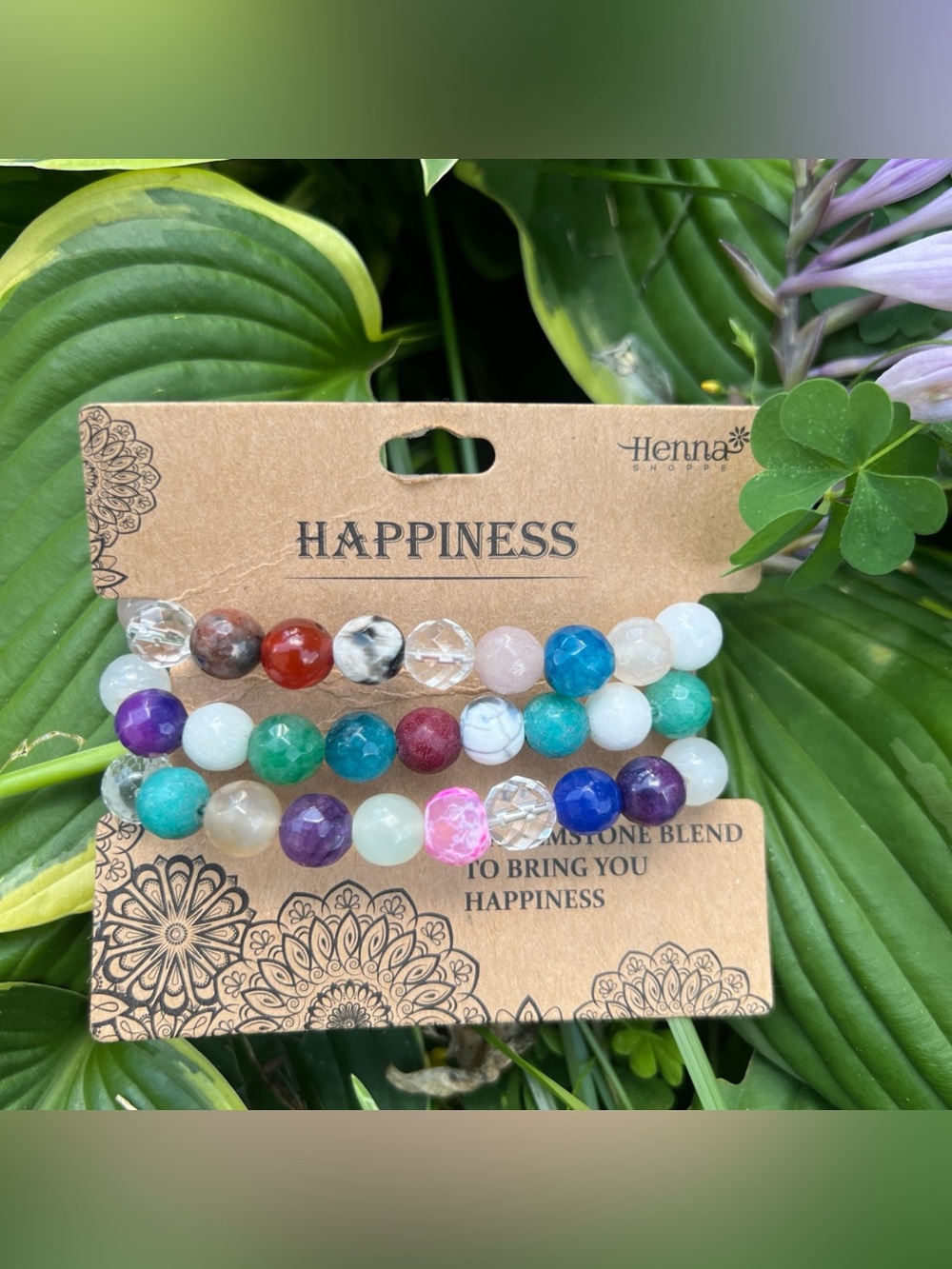 Happiness Multicolor Gemstone Beaded Bracelet Set - Henna